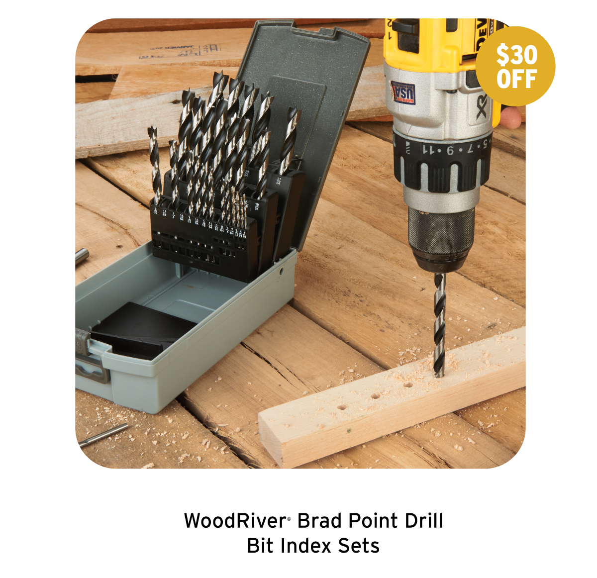 WoodRiver Brad Point Drill Bit Index Set