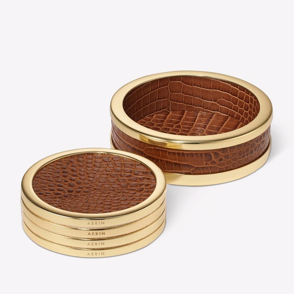 Classic Croc Leather Coaster, Set of 4