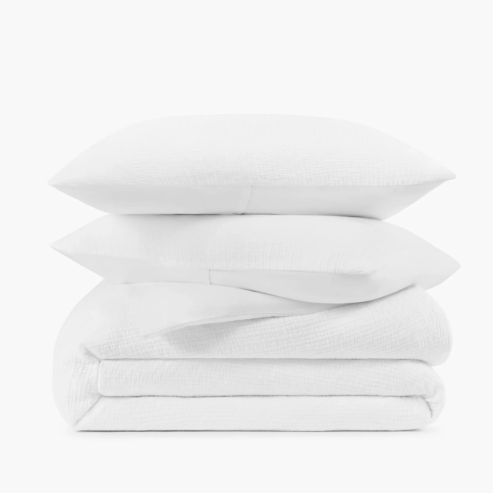 Organic Crinkle Matelasse Duvet Cover - White