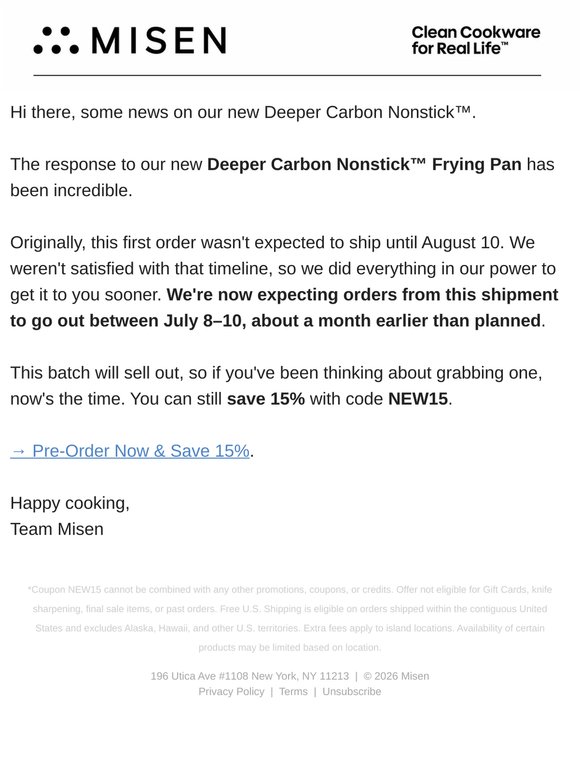 Good News: The Deeper Skillet Is Coming Sooner