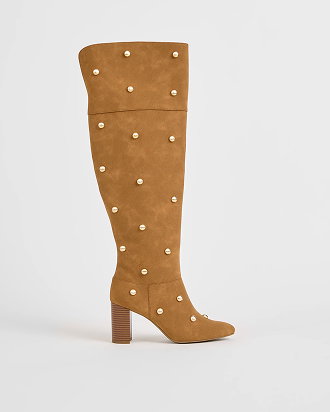 Crystal extra long block heel boot