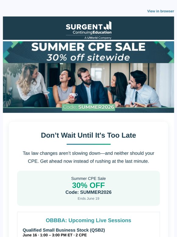 Summer CPE Sale: 30% Off Sitewide Ends Soon! 🏖️