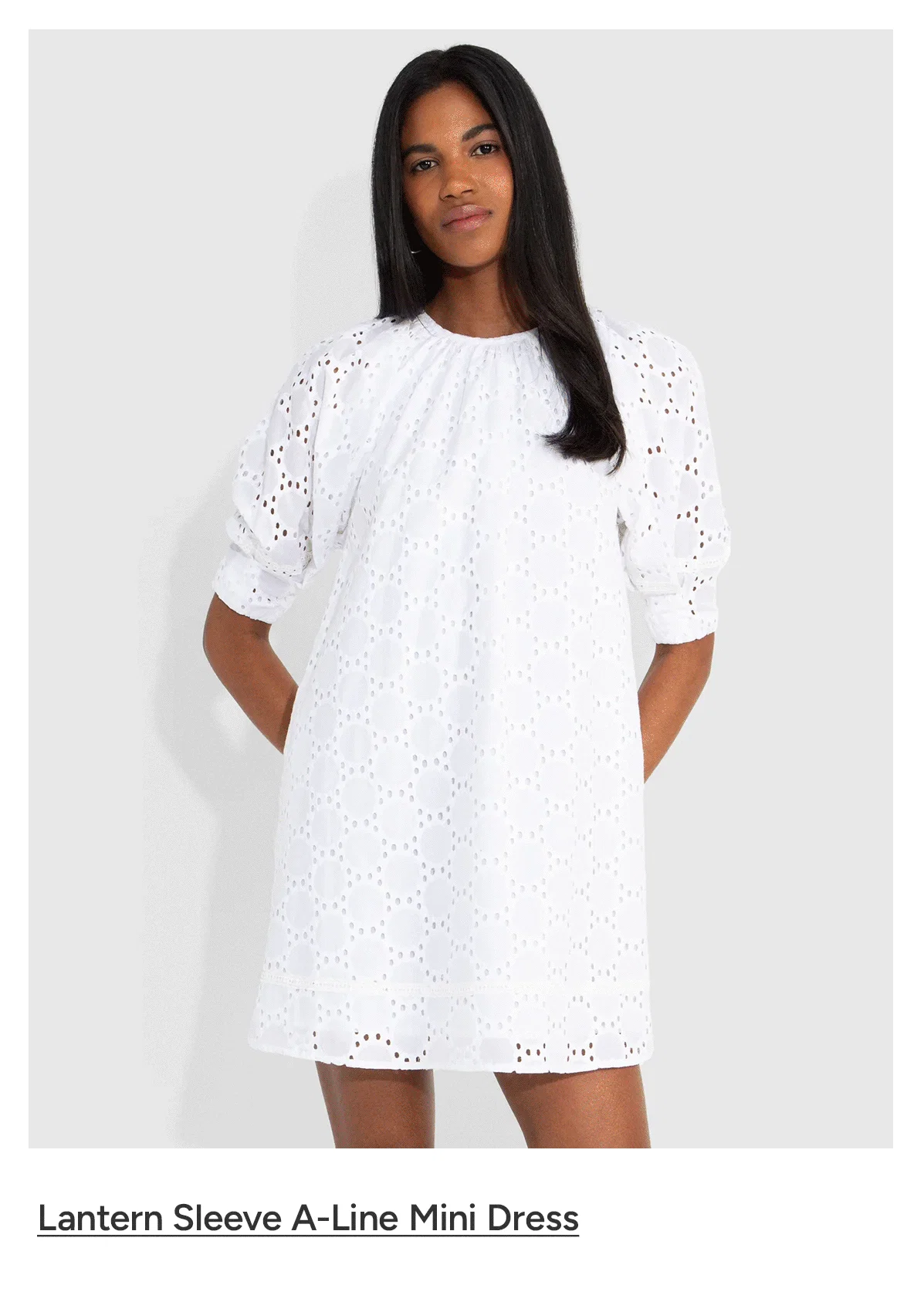 LANTERN SLEEVE A-LINE MINI DRESS