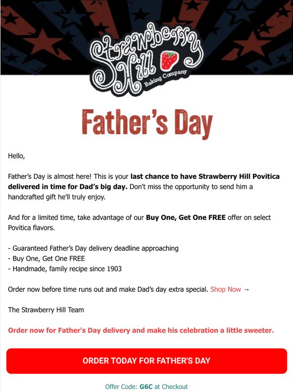 Last Chance for Father's Day & BOGO