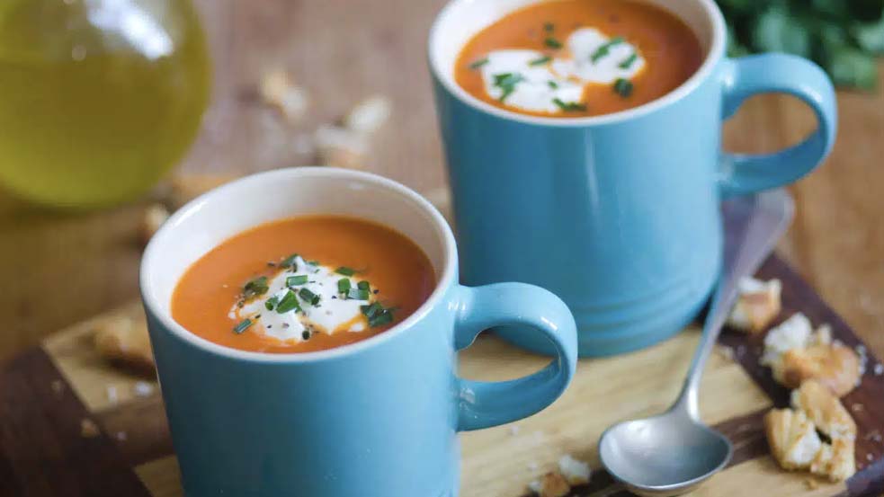 Chilled tomato avocado soup