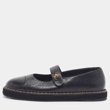 Size 39 Black Leather and Fabr