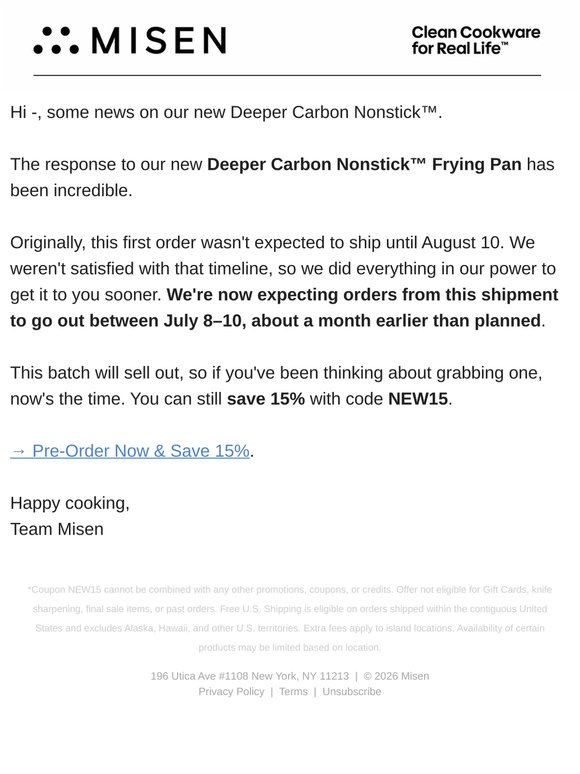 Good News: The Deeper Skillet Is Coming Sooner