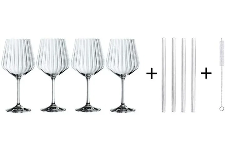 Nachtmann Feel Good GT glas 4-pack inkl. borste och sugrör