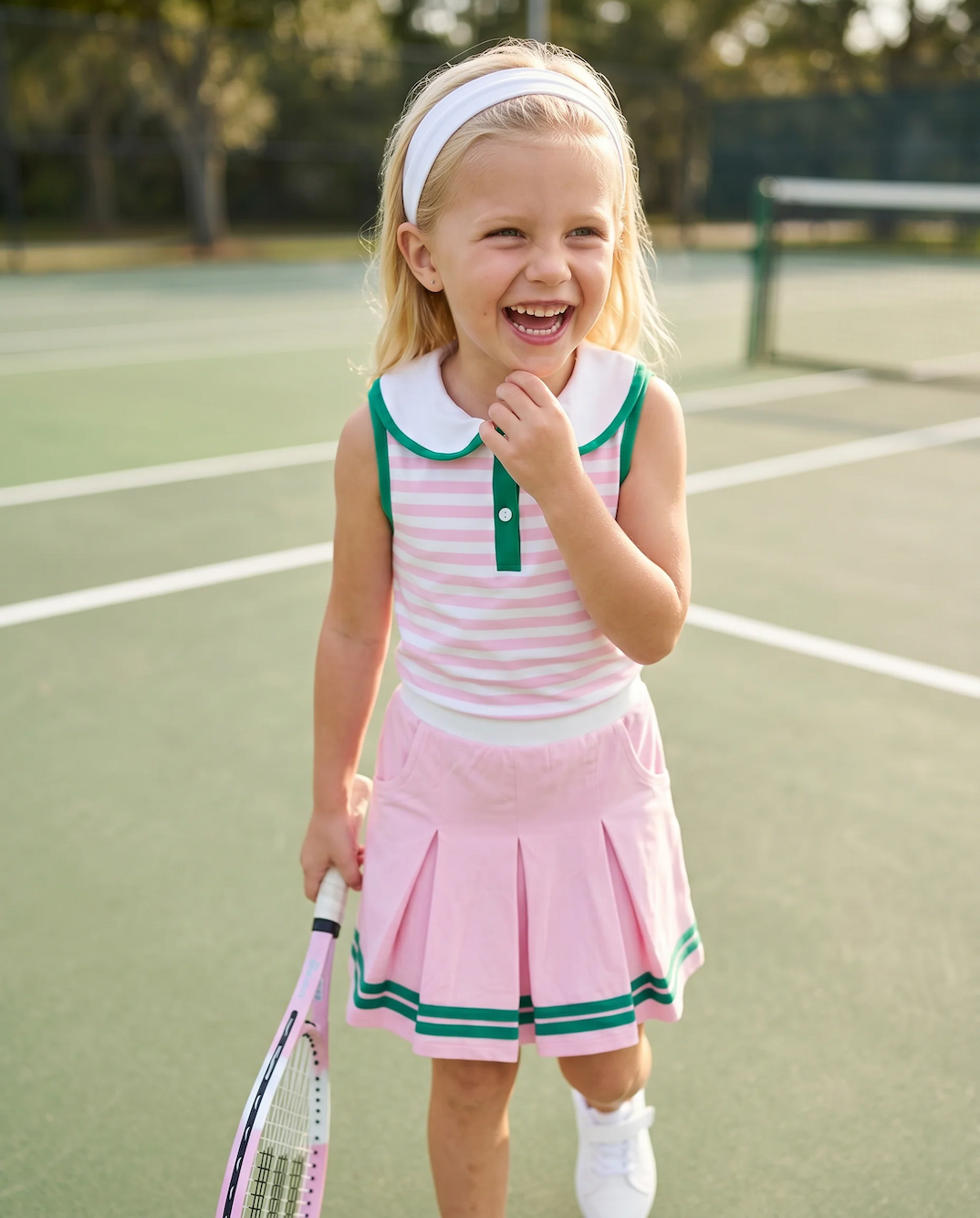 Pink Striped Skirt Set