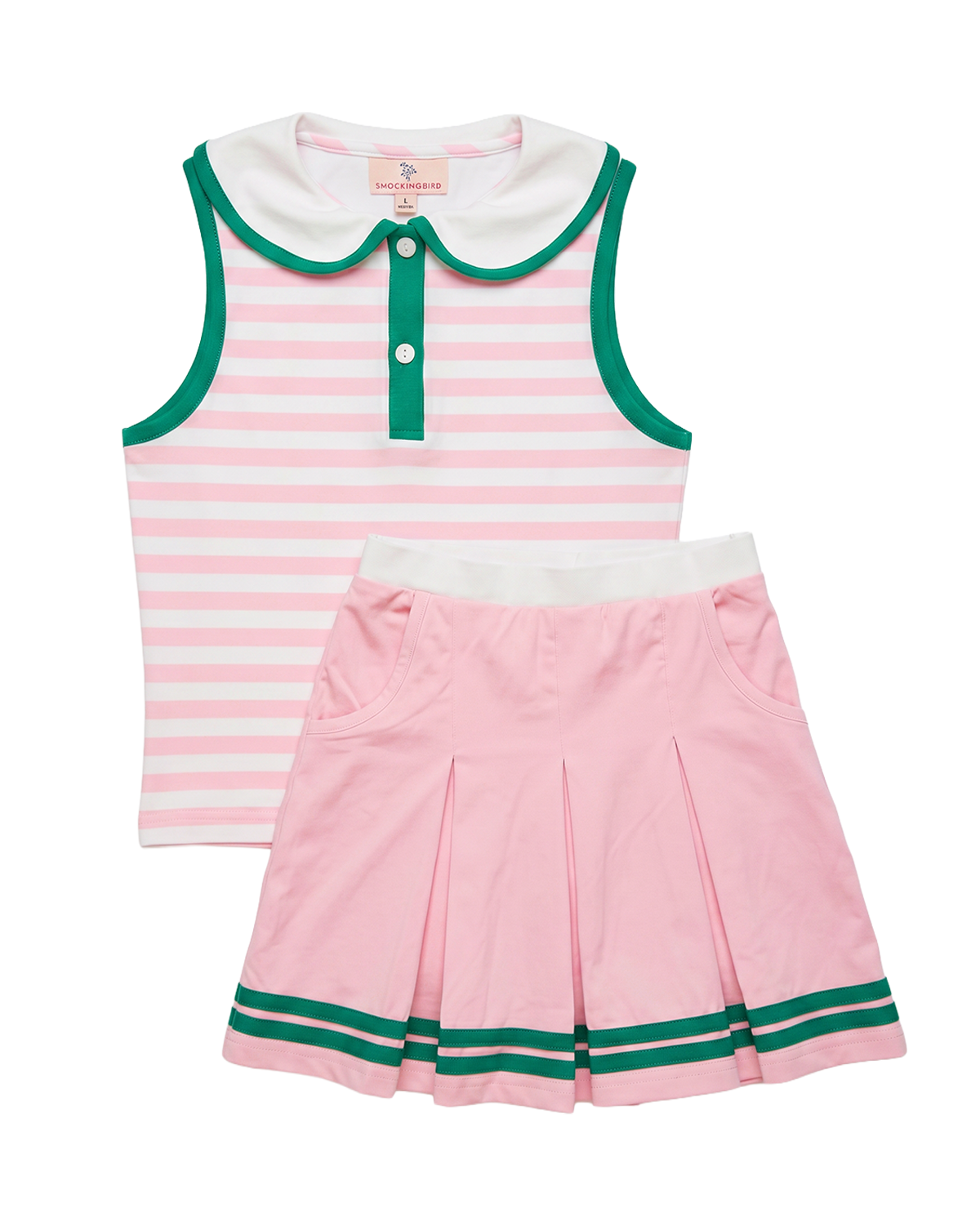 Pink Striped Skirt Set