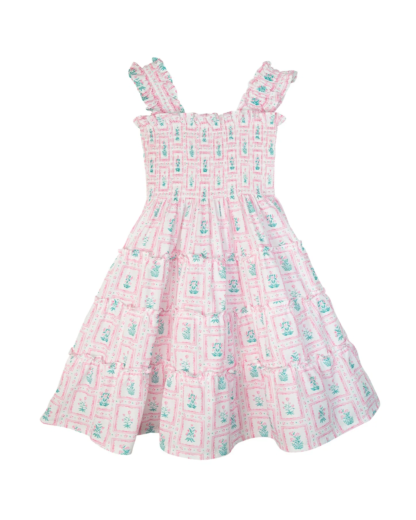 Image of Pink Floral Frames Dress for Girls