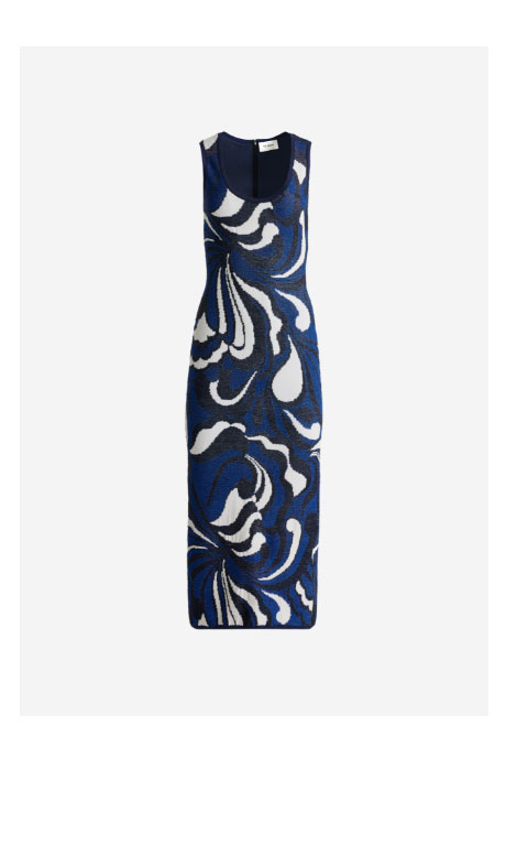 Lynn Dress In Mid Century Scroll Jacquard Knit