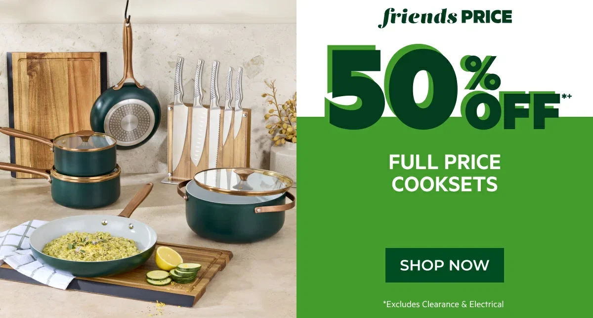 50% off full price cooksets
