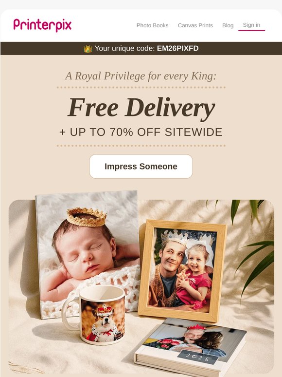 👑 Royal Flash Sale: Free Delivery + 70% Off