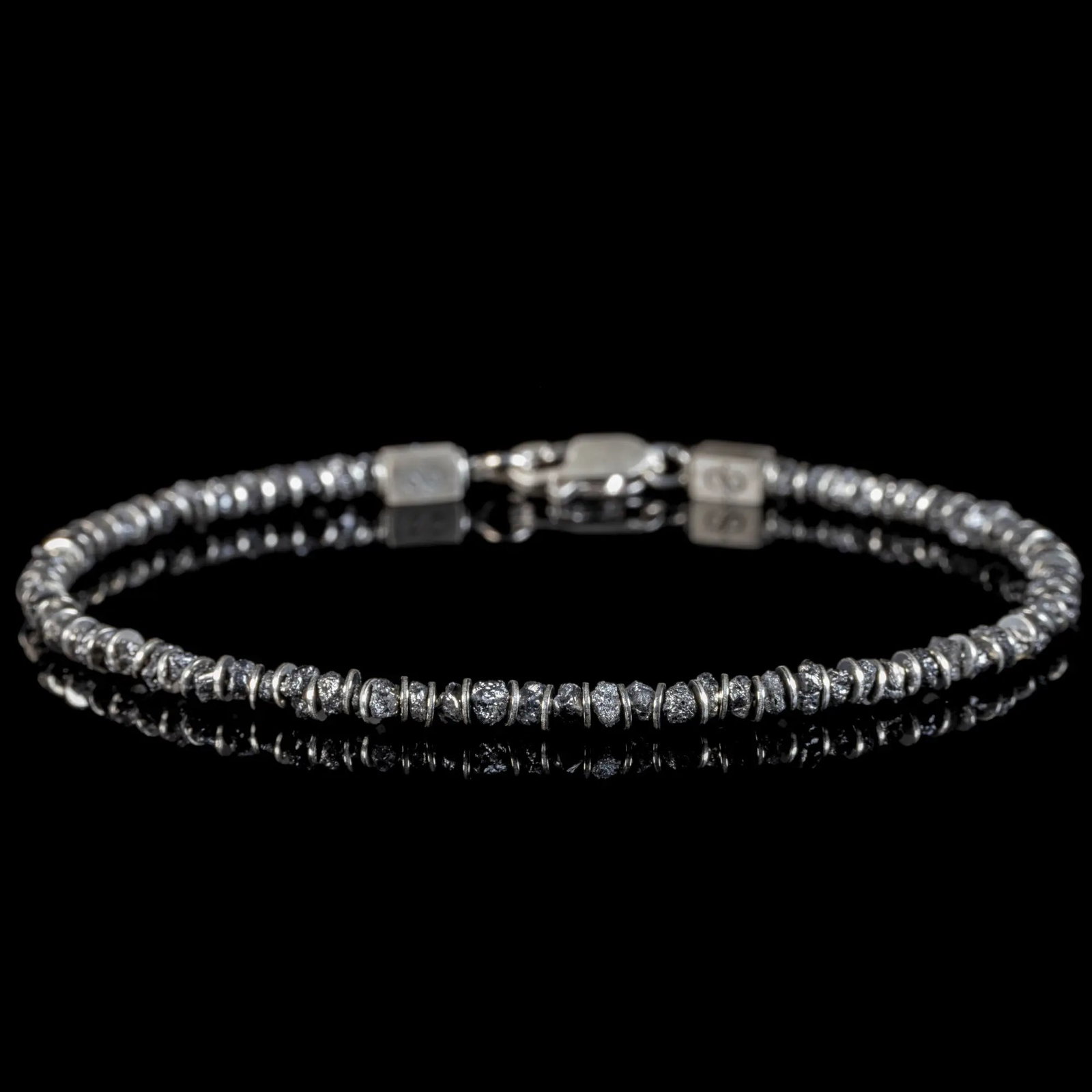 Raw Black Diamond Bracelet III, uncut 2 to 2.5mm diamond beads