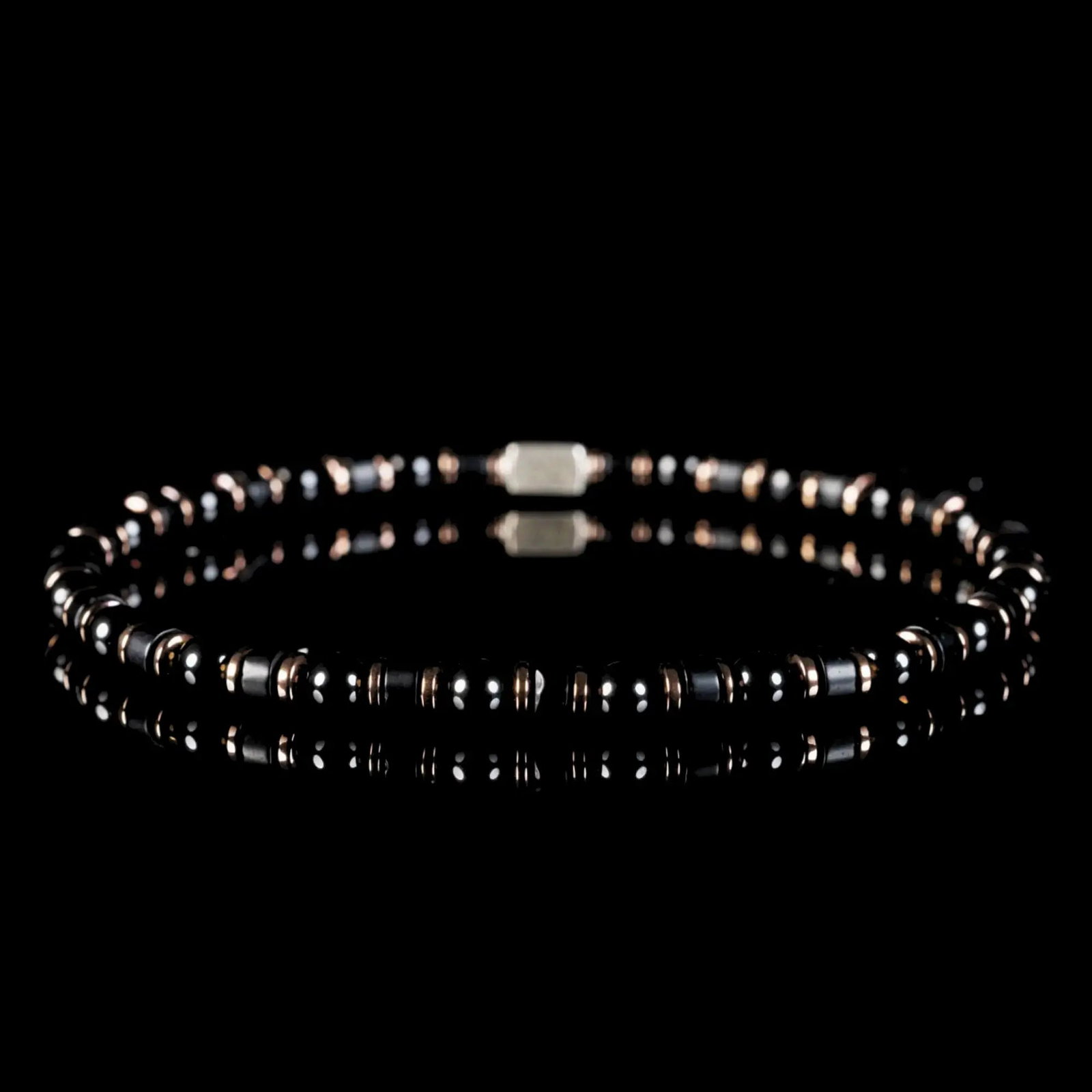 Black Onyx Bracelet V, glossy 4mm black onyx beads