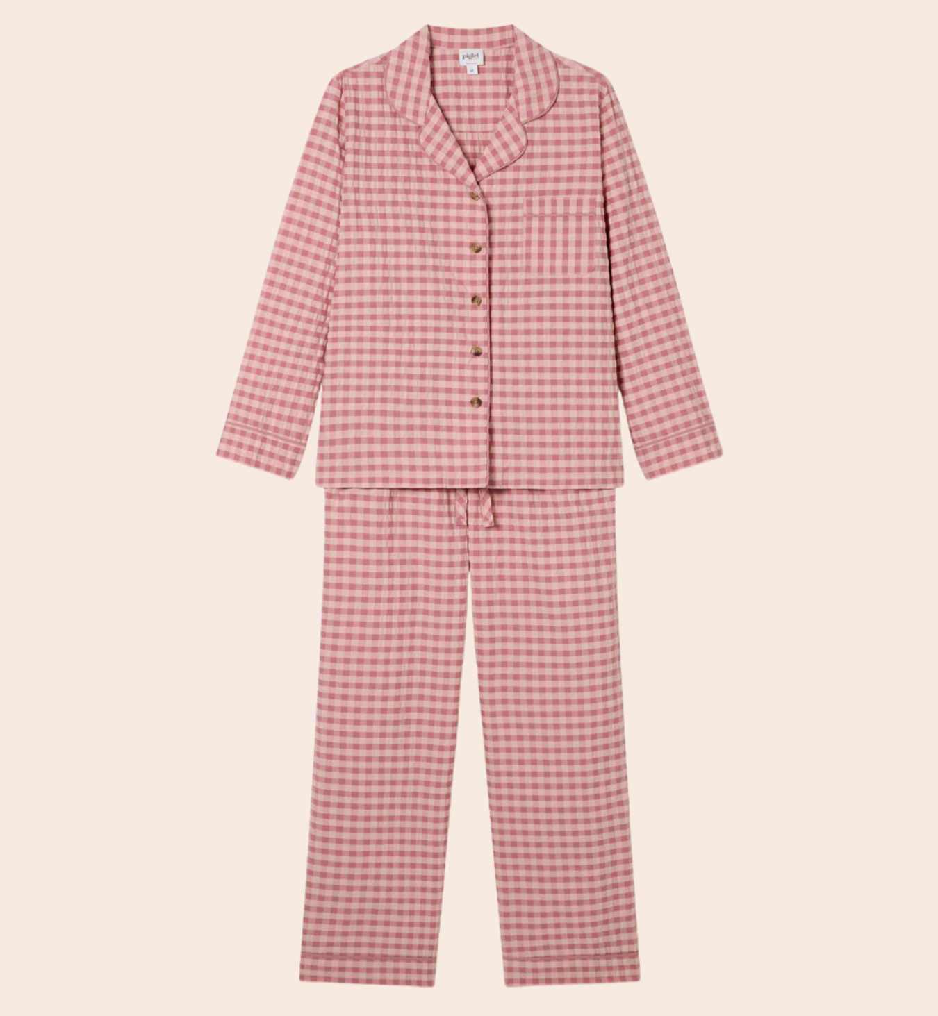 Dusty Pink & Rose Gingham Cotton Pants Set