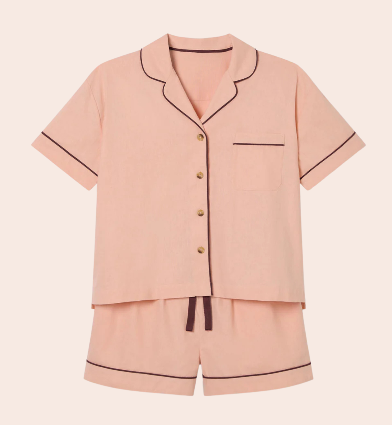 Rose Linen Blend Pajama Short Set