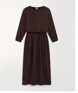 Gathered Waist Silk Dress