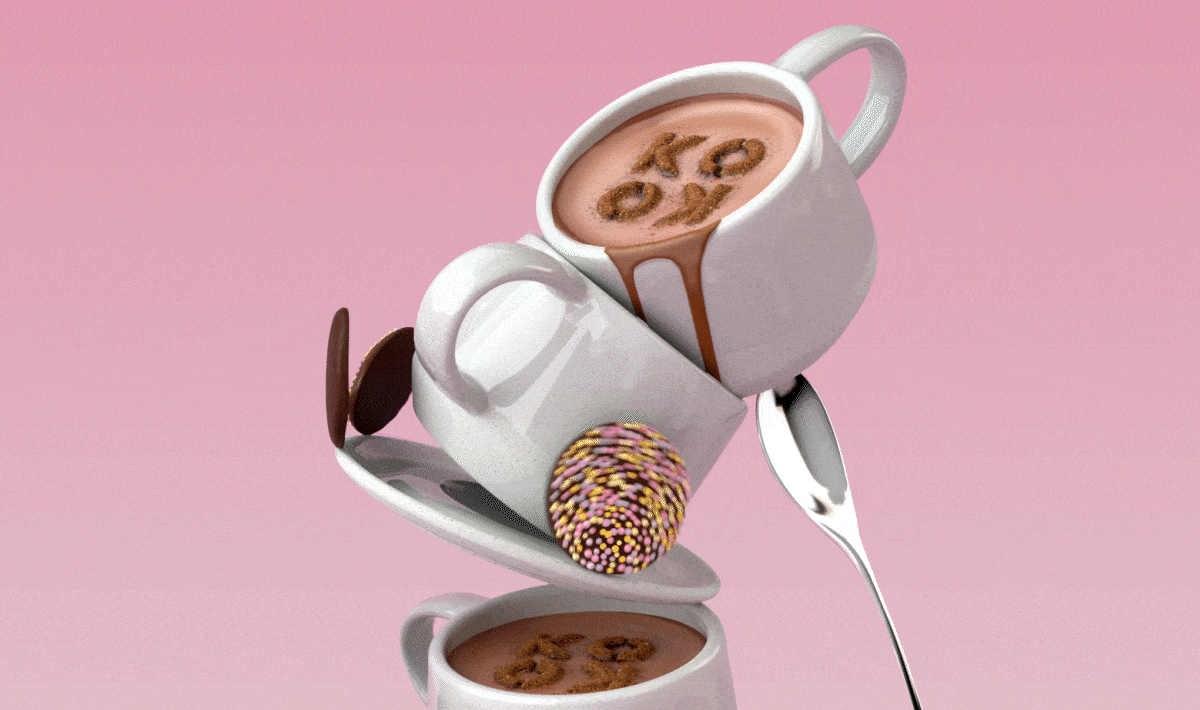 stack of cups with hot chocolate in it