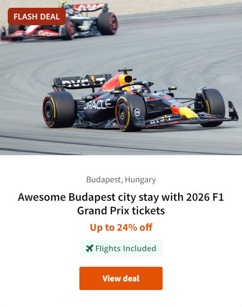 Awesome Budapest city stay with 2026 F1 Grand Prix tickets