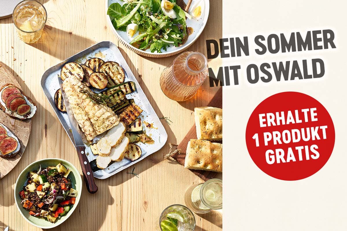Tisch mit sommerlichen Grillspeisen, Erhalte 1 Produkt gratis