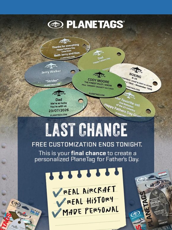 Last Chance for Free Father’s Day Customization