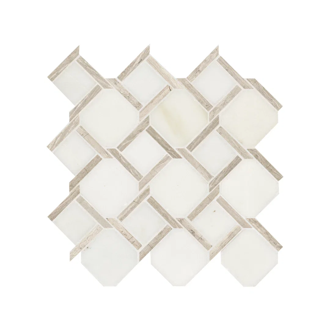 Chateau Lace Geometric 12 in. x 12 in. Polished Marble Mosaic Floor and Wall Tile