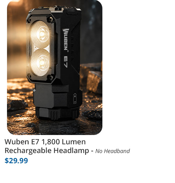 Wuben E7 1,800 Lumen Rechargeable Headlamp - No Headband