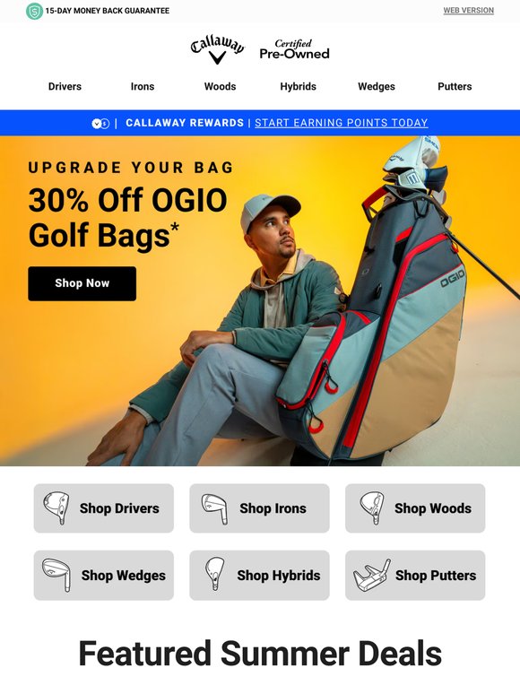30% Off OGIO Golf Bags + Up to 30% Off Clubs