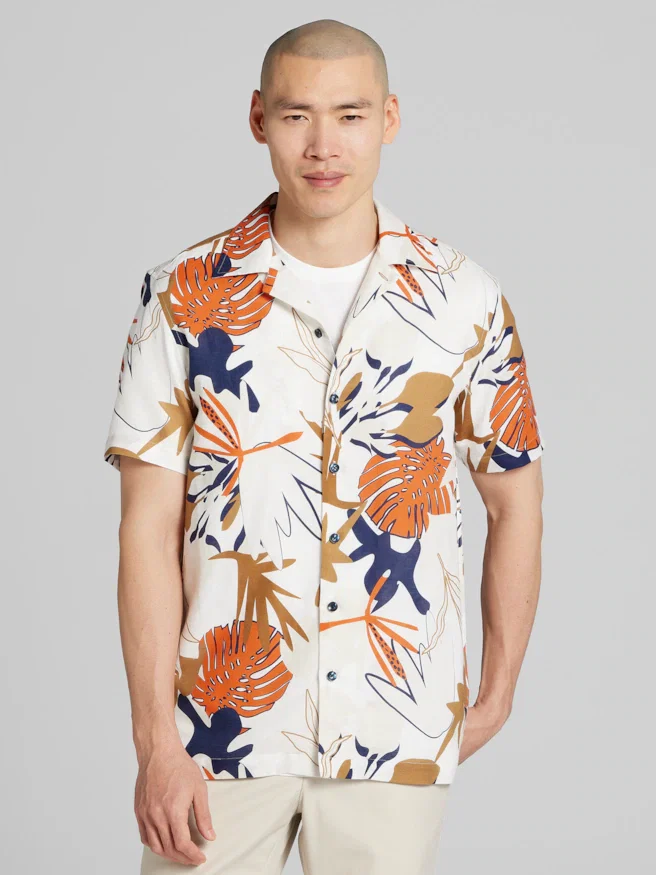 Joseph Abboud Modern Fit Short Sleeve Floral Camp Shirt