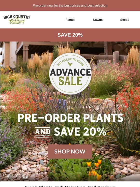 Advance Sale: Save 20% On Fall Plants
