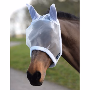 Saxon Horse Fly Mask with Ears, White