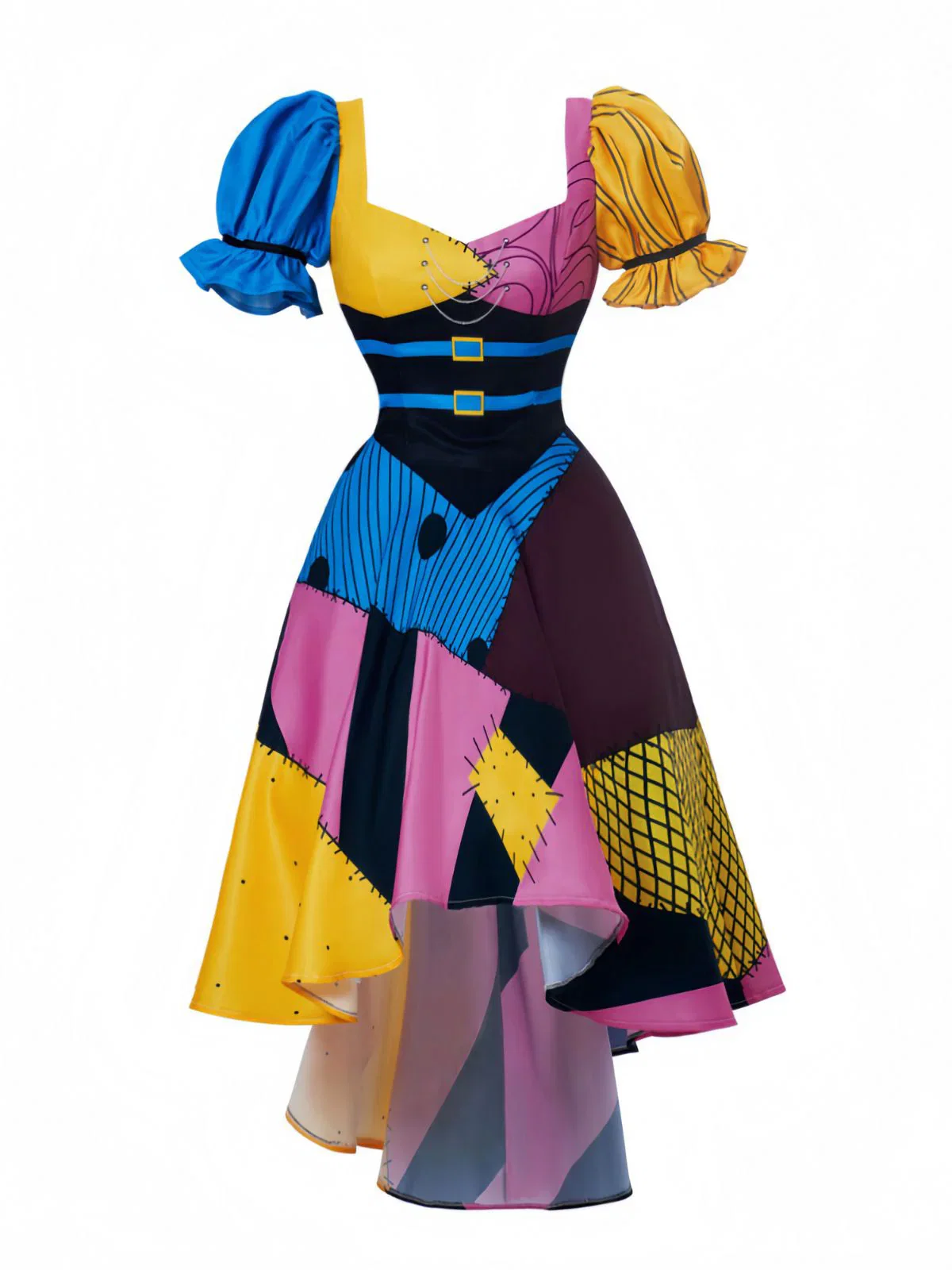 [Pre-Sale] Multicolor 1950s Sweetheart Neck Patchwork Sally Dress