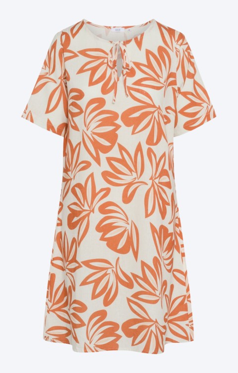 Ladies Linen Rich Mono Floral Print Dress
