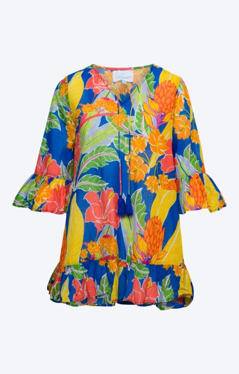 Ladies One Summer Emma Tie Neck Print Top