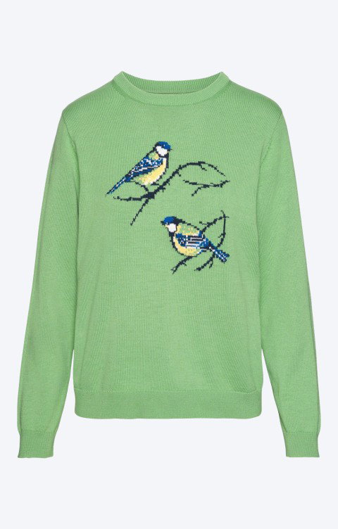 Ladies Cotton Blue Tit Crew Neck