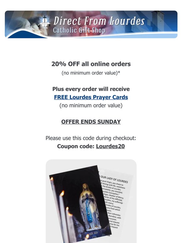 🎁 20% OFF all orders & FREE Prayer Cards