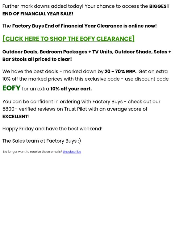 RE: ONLINE END OF SEASON CLEARANCE ⚠️ 20 - 70% off Bed Frames, Mattresses, Furniture ⚠️ Limited Time