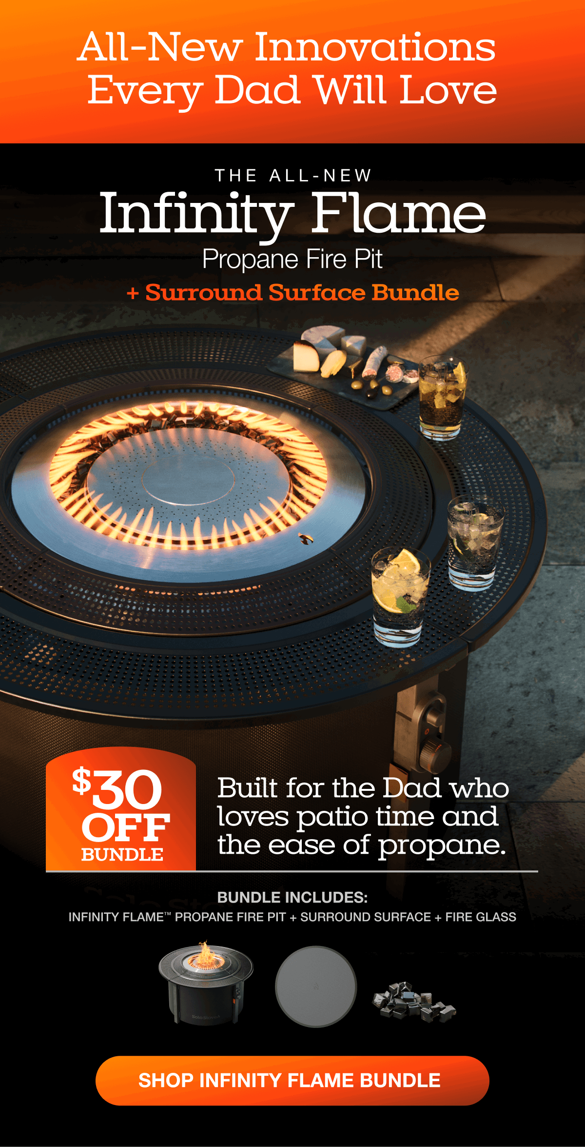 Infinity Flame Propane Fire Pit + Surround Surface