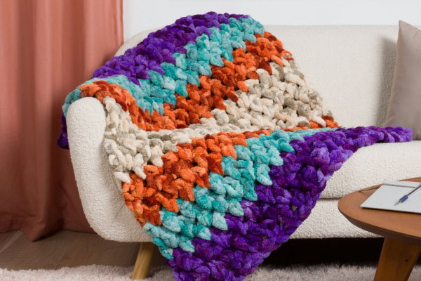 Bands of Color Crochet Blanket