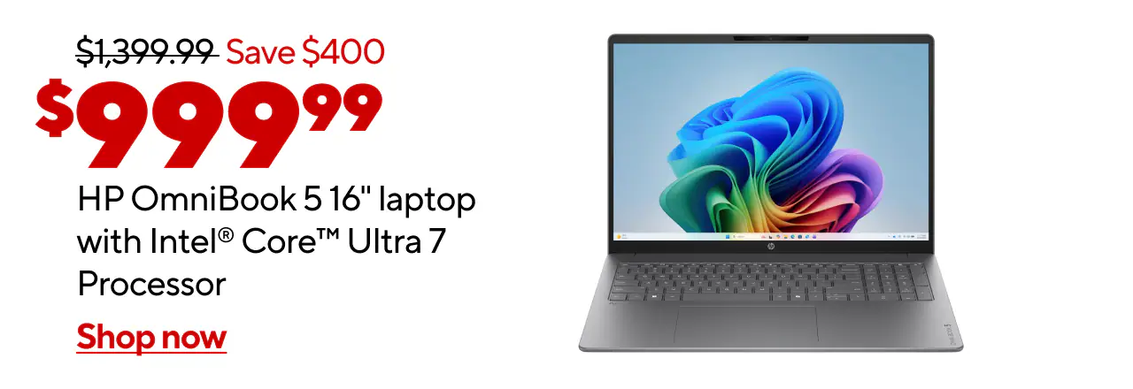 (AD: $999.99) HP OmniBook 5 16 Intel Core Ultra 7 Laptop (Reg: $1399.99, Save $400)