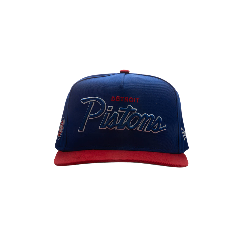 9FIFTY A-Frame Curved Hardwood Classics Script Snapback - Detroit Pistons