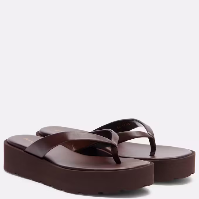 Leather Platform Thong Sandals