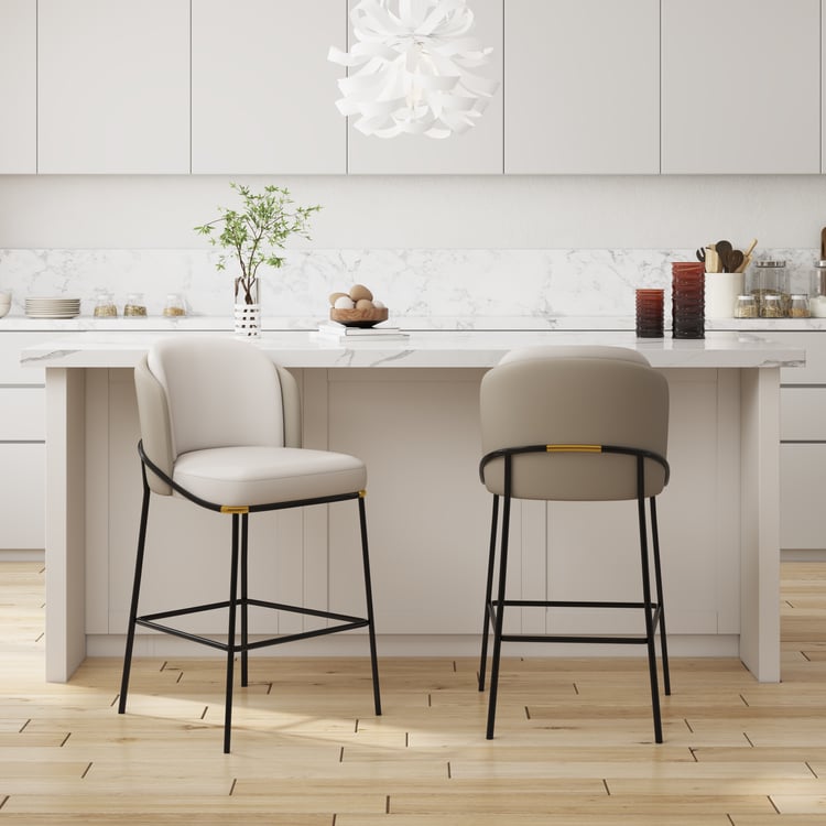 Linenic Light Gray PU Leather Counter Stool with Upholstered, 1 Piece
