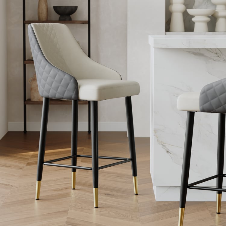 Diamic Gray PU Leather Counter Stool with Upholstered, 1 Piece