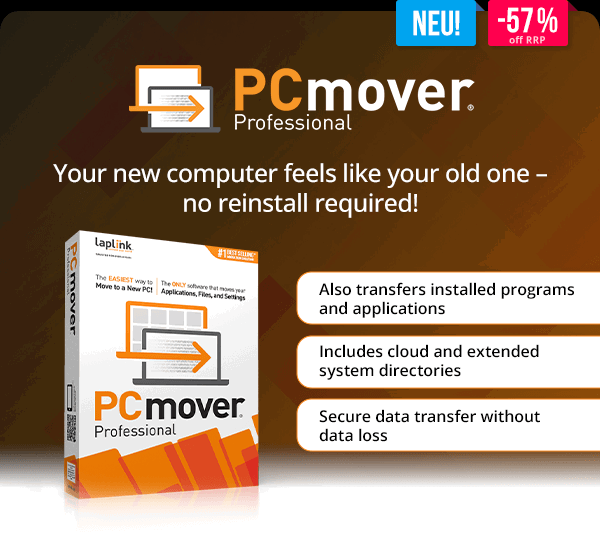 Laplink PC Mover Professional |Switch to a new PC without stress – easily transfer files, settings and data!