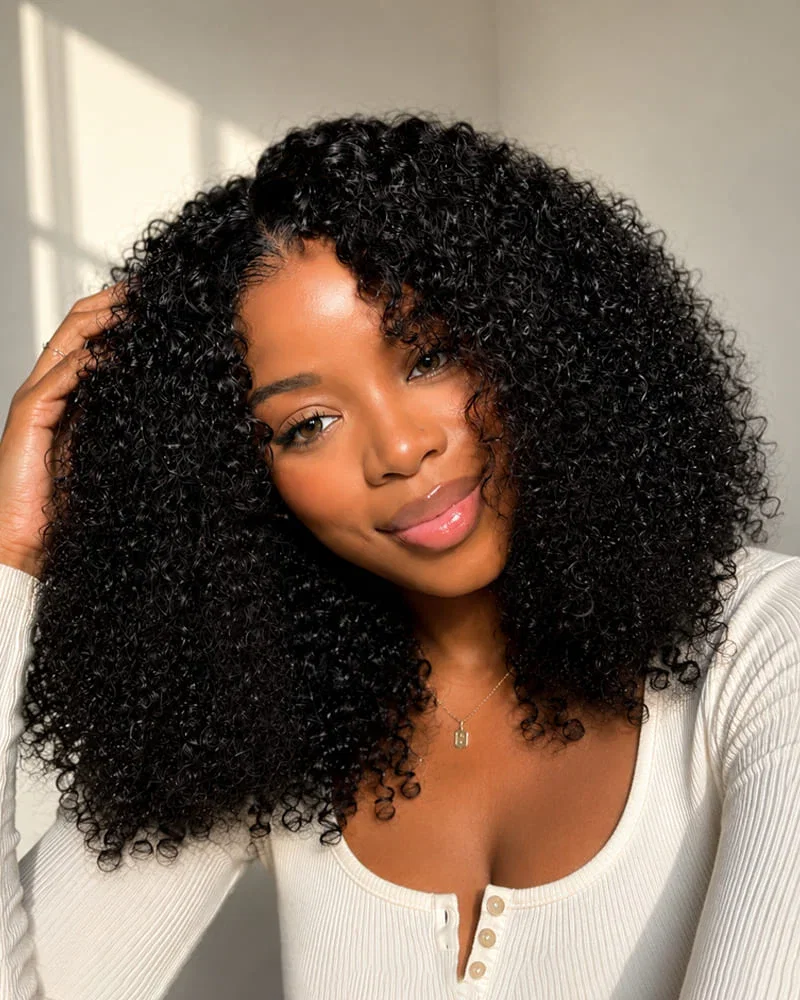 【VIP Offer】Arabella 13x5 Lace Glueless Jerry Curly Bob Wig With Pre-Cut Lace Invisible Knots Natural Black Virgin Hair Wig