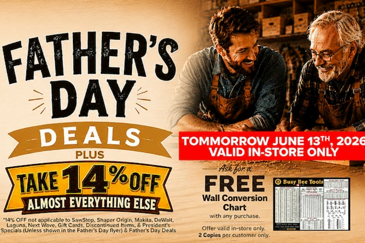 Father's Day sale: 14% off almost everything, plus a free wall chart with purchase.