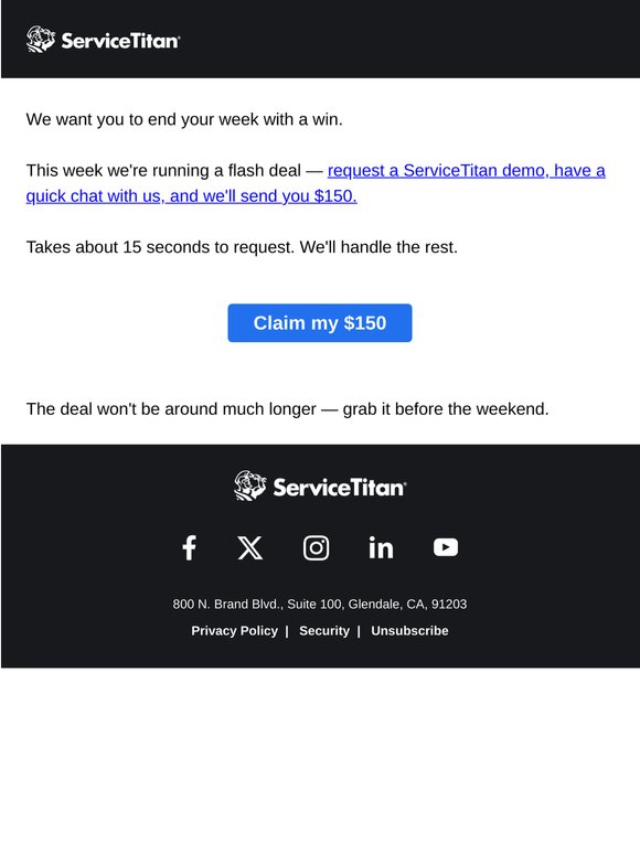 Head into the weekend with $150 [Flash Deal]